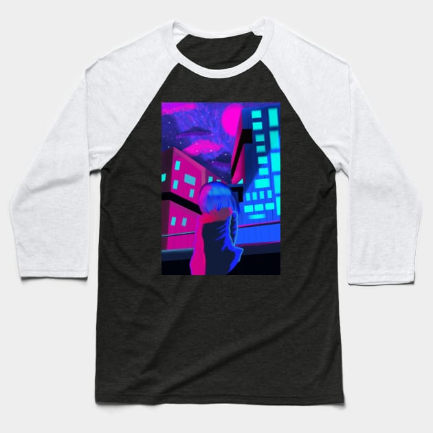 neon city Baseball T-Shirt by mrunal